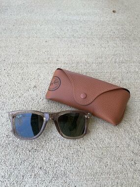 Ray-Ban Translucent Taupe Frame Sunglasses with Dark Lenses